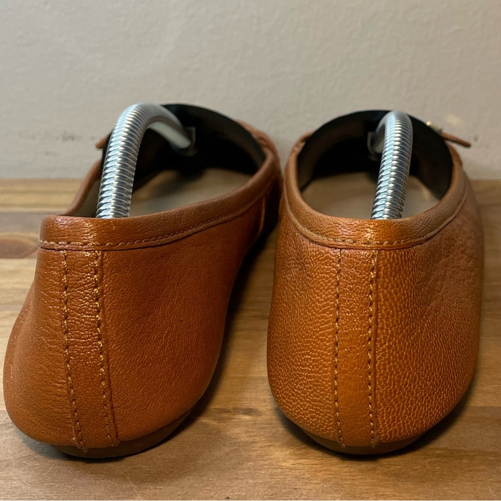 Michael Kors Brown Leather Ballet Flats Gold Buckle Accent SlipOn Womens Sz:6.5M - Picture 4 of 6